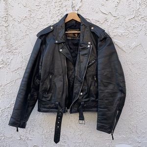 Bonus black leather biker jacket